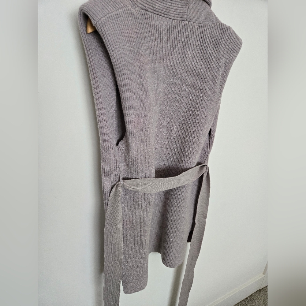 En Saison Taupe Knit Belted Cardigan Vest - Picture 6 of 6